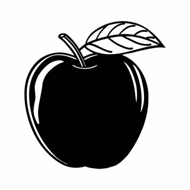 Elma silueti Vektör Resimleri Beyaz Arkaplanda İzole Edildi. Sembol, logo, web simgesi, çıkartma tasarımı, işaret ya da istediğiniz herhangi bir tasarım için. Kullanımı kolay
