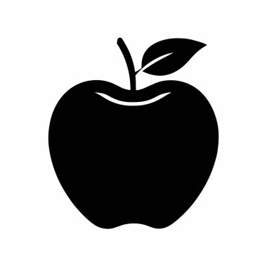 Elma silueti Vektör Resimleri Beyaz Arkaplanda İzole Edildi. Sembol, logo, web simgesi, çıkartma tasarımı, işaret ya da istediğiniz herhangi bir tasarım için. Kullanımı kolay