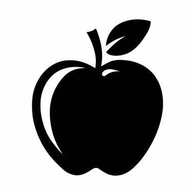 Elma silueti Vektör Resimleri Beyaz Arkaplanda İzole Edildi. Sembol, logo, web simgesi, çıkartma tasarımı, işaret ya da istediğiniz herhangi bir tasarım için. Kullanımı kolay