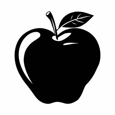 Elma silueti Vektör Resimleri Beyaz Arkaplanda İzole Edildi. Sembol, logo, web simgesi, çıkartma tasarımı, işaret ya da istediğiniz herhangi bir tasarım için. Kullanımı kolay
