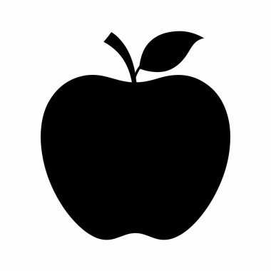 Elma silueti Vektör Resimleri Beyaz Arkaplanda İzole Edildi. Sembol, logo, web simgesi, çıkartma tasarımı, işaret ya da istediğiniz herhangi bir tasarım için. Kullanımı kolay