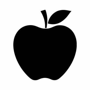 Elma silueti Vektör Resimleri Beyaz Arkaplanda İzole Edildi. Sembol, logo, web simgesi, çıkartma tasarımı, işaret ya da istediğiniz herhangi bir tasarım için. Kullanımı kolay