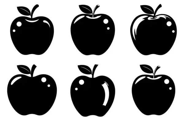 Apple Siluet Vektör Koleksiyonu Beyaz Arkaplanda İzole Edilmiş Resimler. Sembol, logo, web simgesi, çıkartma tasarımı, işaret ya da istediğiniz herhangi bir tasarım için. Kullanımı kolay