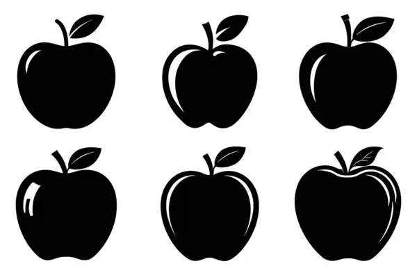 Apple Siluet Vektör Koleksiyonu Beyaz Arkaplanda İzole Edilmiş Resimler. Sembol, logo, web simgesi, çıkartma tasarımı, işaret ya da istediğiniz herhangi bir tasarım için. Kullanımı kolay