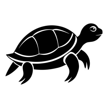 Kaplumbağa vektör silueti çizimi. beyaz arkaplan
