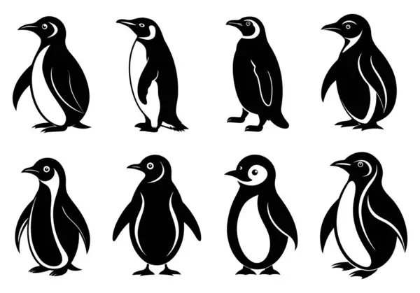 Beyaz arkaplanda Penguen simgesi siluet vektörü..