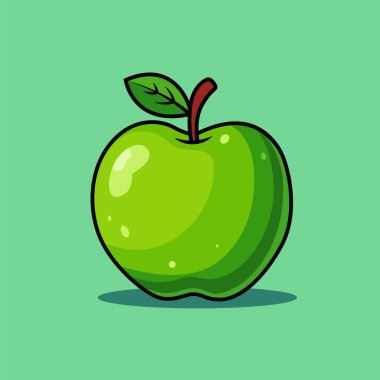 Yeşil Elma Vektör Sanatı - Taze ve Sulu Meyve İllüstrasyonu