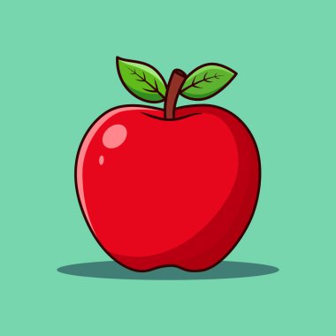 Apple Fruit Karikatür Vektör Simgesi İllüstrasyonu - İzole Gıda Nesnesi - Gıda Nesnesi Simgesi Simgesi