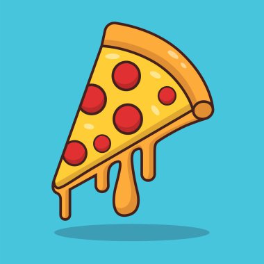 Cute Pizza Character Illustration - Fast Food Icon in Flat Cartoon Design clipart