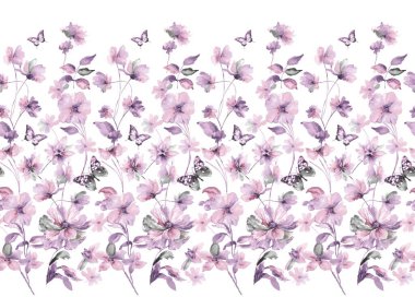 Suluboya çiçekli kusursuz desen, suluboya resimleme