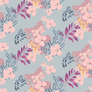 Çiçekli vektörsüz desen. El çizimi suluboya çizimi. Düğün davetiyesi için tasarım, kart, doğum günü, bebek partisi, doğum günü partisi, bebek partisi