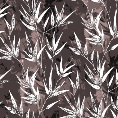 Suluboya elle kusursuz desen - tropikal çiçekler çizilmiş.