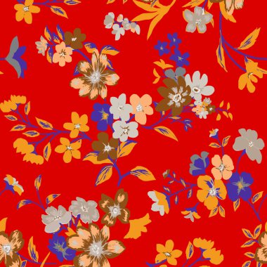 Kırmızı çiçekli kusursuz desen