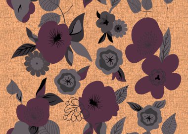 Çiçekli, çiçeksiz desen. El çizimi arka plan. vektör illüstrasyonu.