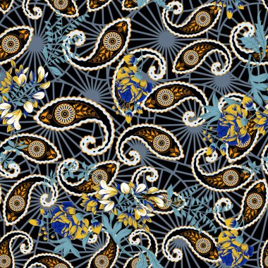 Dikişsiz vintage çiçek desenli