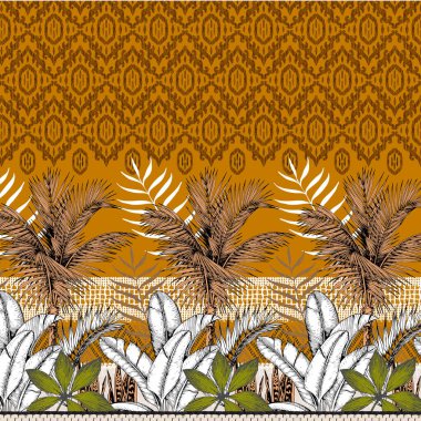 Tropikal bitkilerle vektör illüstrasyonu