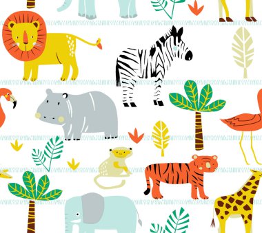 Şirin hayvanlarla kusursuz desen.