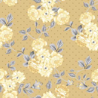 Sorunsuz vintage tarzı çiçek deseni. Renkli çiçek öğeleri