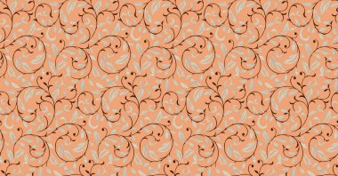 Çiçeklerle, yapraklarla, dallarla, bej arkaplandaki tomurcuklarla tekstil, duvar kâğıdı ve ambalaj kağıtları için kusursuz bir desen.