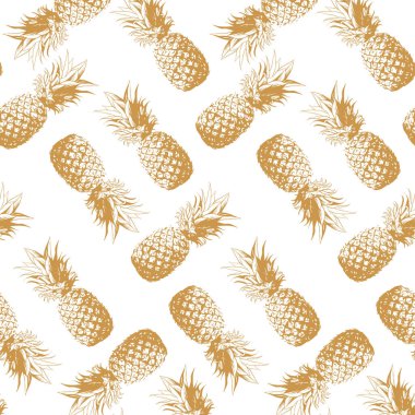 Ananaslı, pürüzsüz desen. Tropikal arka plan. vektör illüstrasyonu