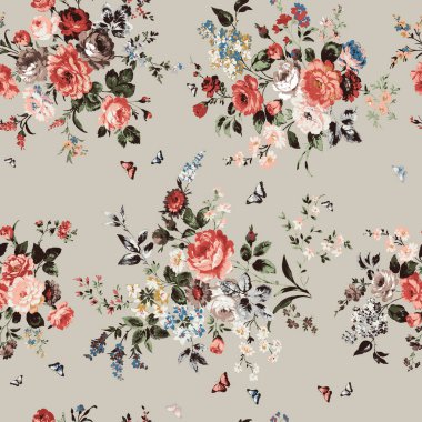 Çiçeklerle kusursuz desen Tekstil deseni