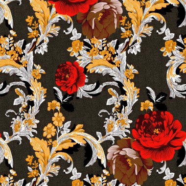 Güllerle kusursuz desen, suluboya tekstil deseni
