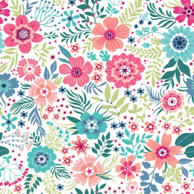 Renkli çiçekli kusursuz çiçek deseni