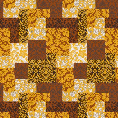 Çiçekli kusursuz çiçek arkaplanı, vektör illüstrasyonu