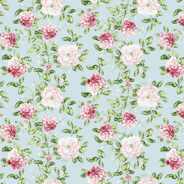 Suluboya çiçekli kusursuz desen. Kibar çiçek deseni