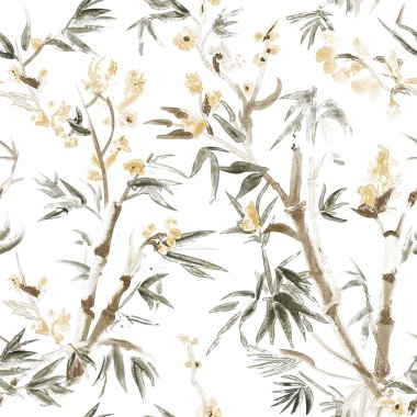 Çiçeklerle suluboya kusursuz desen. Klasik çiçek desenleri. Çiçeksiz desen. Botanik sanatı. Çiçek botanik koleksiyonu. Suluboya botanik tasarımı.