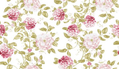 Suluboya çiçekli kusursuz desen