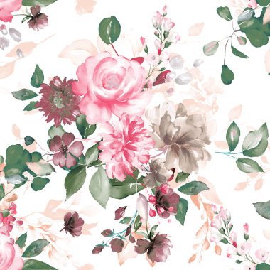 çiçek suluboya seamless modeli