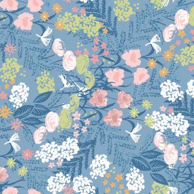 Çiçek deseni, el çizimi vektör çizimi