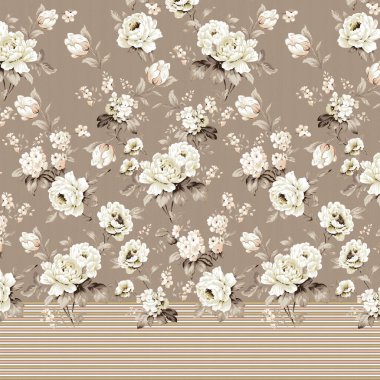 Çiçekler ve kelebeklerle donatılmış klasik bir arka plan..