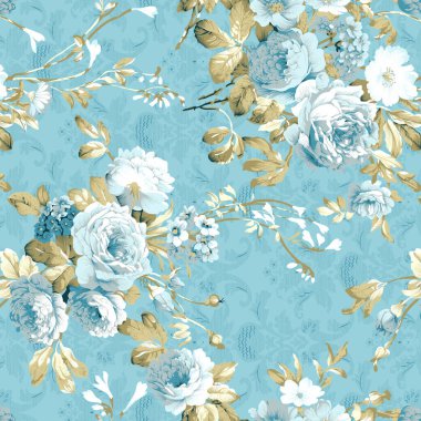 Çiçeksiz desenli mavi ve beyaz çiçekli.