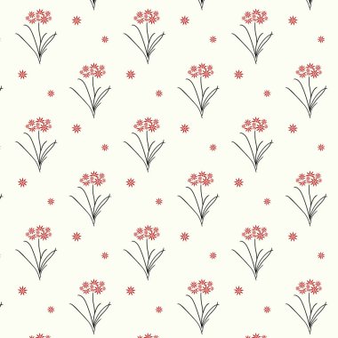 Elle çizilmiş çiçekli kusursuz çiçek deseni. vektör illüstrasyonu