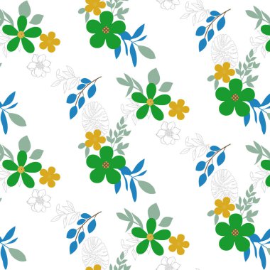 vektör Dikişsiz desen renkli çiçekler