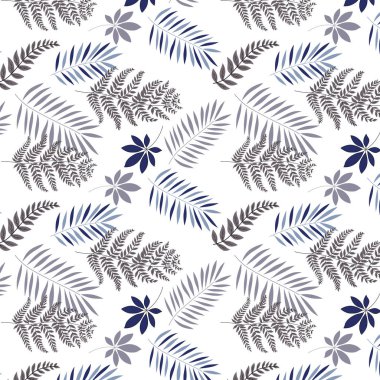 Yapraklı, soyut, pürüzsüz desen. Vektör illüstrasyonu