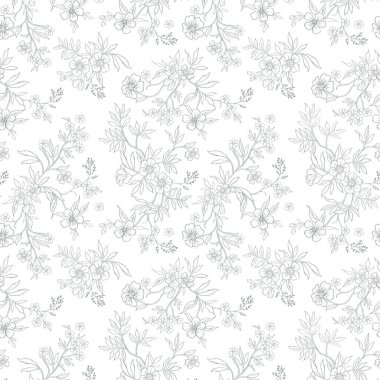 Çiçeklerle kusursuz desen. Çiçek deseni. Kumaş, tekstil, ambalaj kağıdı ve duvar kağıdı için çiçek çizimi.