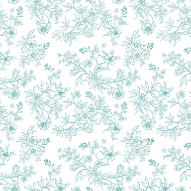 Elle çizilmiş çiçeklerle kusursuz desen