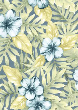 Çiçekli suluboya desen. Çiçeksel botanik deseni. El çizimi desen. Botanik sanatı. Çiçek botanik koleksiyonu. suluboya botanik arkaplan.