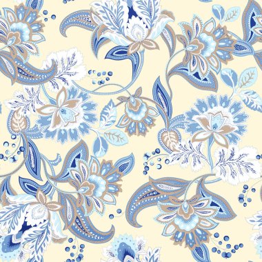 Mavi çiçekli kusursuz desen