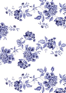 Sorunsuz vintage tarzı çiçek deseni. Renkli çiçek öğeleri