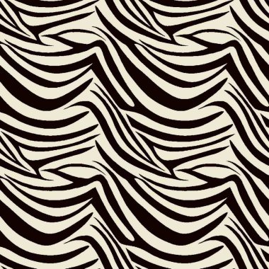 Vektör kusursuz desen. Siyah ve beyaz çizgilerin dalgalı dokusuna sahip soyut arkaplan.