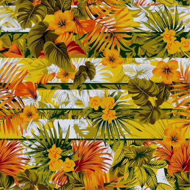Tropikal yapraklarla kusursuz bir desen..
