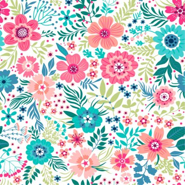 Kusursuz çiçek deseni. Vektör illüstrasyonu