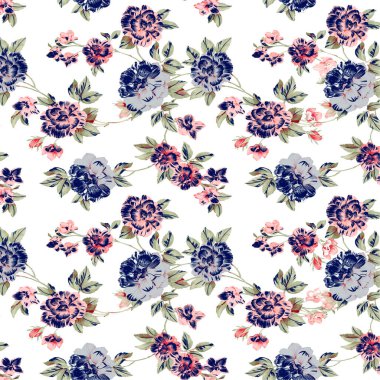Suluboya çiçekli kusursuz desen. El çizimi çiçek arkaplanı
