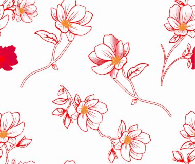 Kırmızı çiçekli vektör seamless modeli