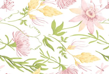 Çiçeksel suluboya vektörü kusursuz arkaplan