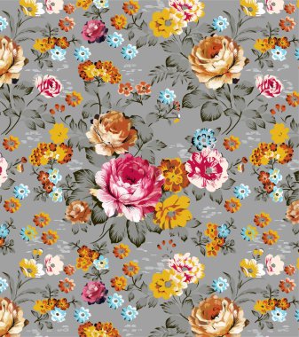 Klasik çiçek desenli.